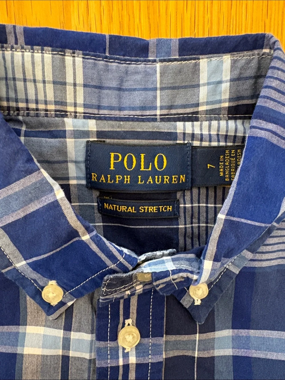 Ralph Lauren Navy and White Plaid Button-Down Shirt - size 7